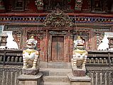 Kathmandu Patan 02-1 Rato Red Machhendranath Temple One Of The Carved Doorways Guarded By Two Lions 